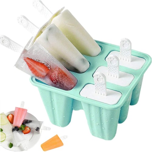 Eis am Stiel Form 3,3 Unzen 6 Hohlraum Silikon BPA Frei Eis Pop Maschine Wiederverwendbar Grün - Bild 3 von 9