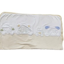 Carter's Baby Blanket Yellow Lamb Sheep Duck Bear Dog Puppy Striped Cotton Vtg