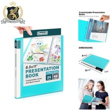 24-Pocket Presentation Binder - 8.5x11 Portfolio in Elegant Aqua for Organizi...