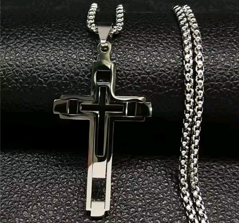 Hip Hop Cross Stainless Steel Chain Necklaces Gold Color Necklace for Women Men