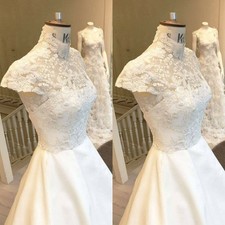 Wedding Jacket Lace Appliques Short Sleeves Bride Capes High Neck Bridal Jacket