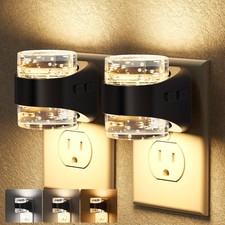LED Night Light Plug-in 2-Pack Dimmable Black Bubble Dusk-to-Dawn Sensor
