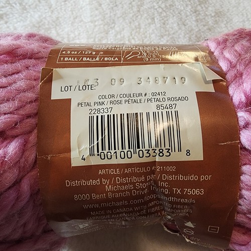 Loops And Threads Cozy Wool Yarn, Petal Pink, Color 02412 - Bild 3 von 6