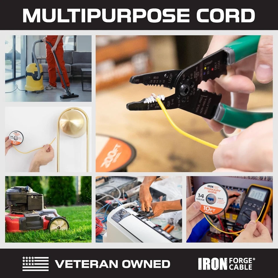 Iron Forge Cable 14 Gauge Wire - 10 Roll Assortment Pack Automotive Wiring Kit w - Image 4 of 4