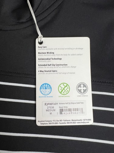 FootJoy Golf Pullover Women’s Size M Black Long Sleeve Striped 1/4 Zip Jersey - Picture 6 of 15