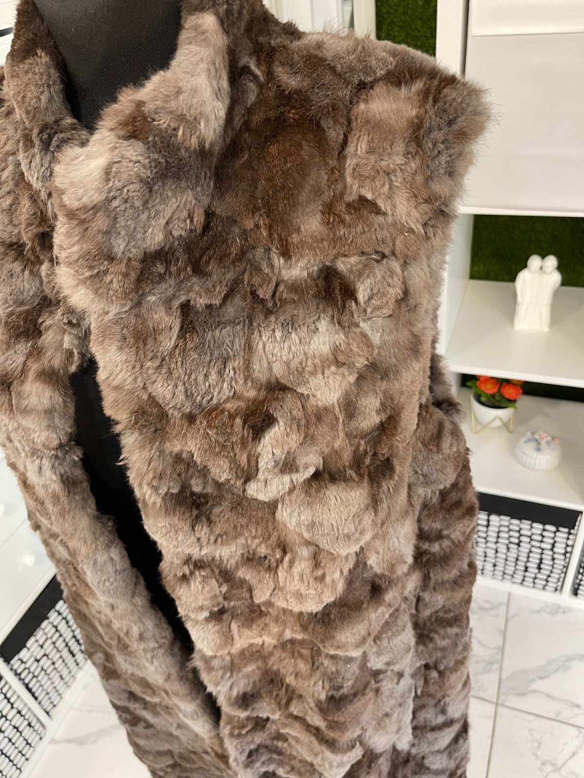 Cap Ferrat Vintage Long Rabbit Patchwork Fur Vest… - image 6