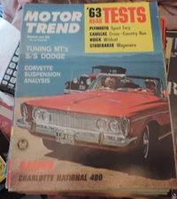 MOTOR TREND CAR MAGAZINE JAN 1963 CADILLAC BUICK PLYMOUTH CHARLOTTE NATIONAL