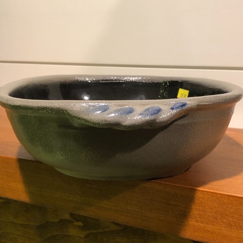Rowe Pottery Works Casserole Dish Baker Blue Heart Salt Glazed - Picture 5 of 8