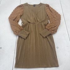 Shein Brown Dotted Long Sleeve Dress Women’s Size Medium