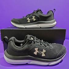 Women's Under Armour Size 6Y UA Charged Assert 10 Black White Running Shoes NEW