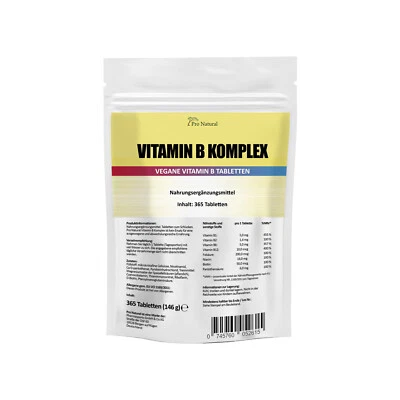PRO NATURAL Natural Vitamin B Komplex - 365 Vitamin B Tabletten hochdosiert Vitamin B6 B12