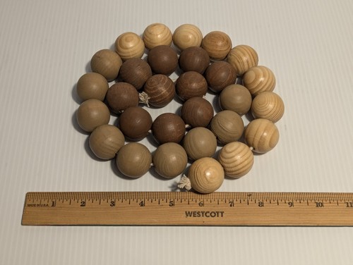 Large Natural Wood Beads Balls 1.25" Each Bead/Ball, Total 29 Beads, Length 35" - Picture 7 of 8