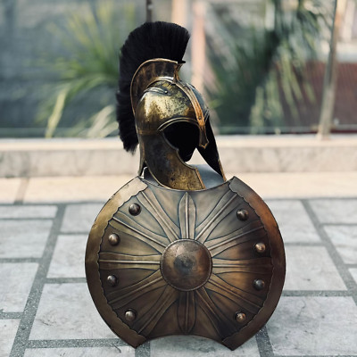 Greek Troy Movie Achilies Knight Steel Troy Shield With Troy Helmet Larp Knight