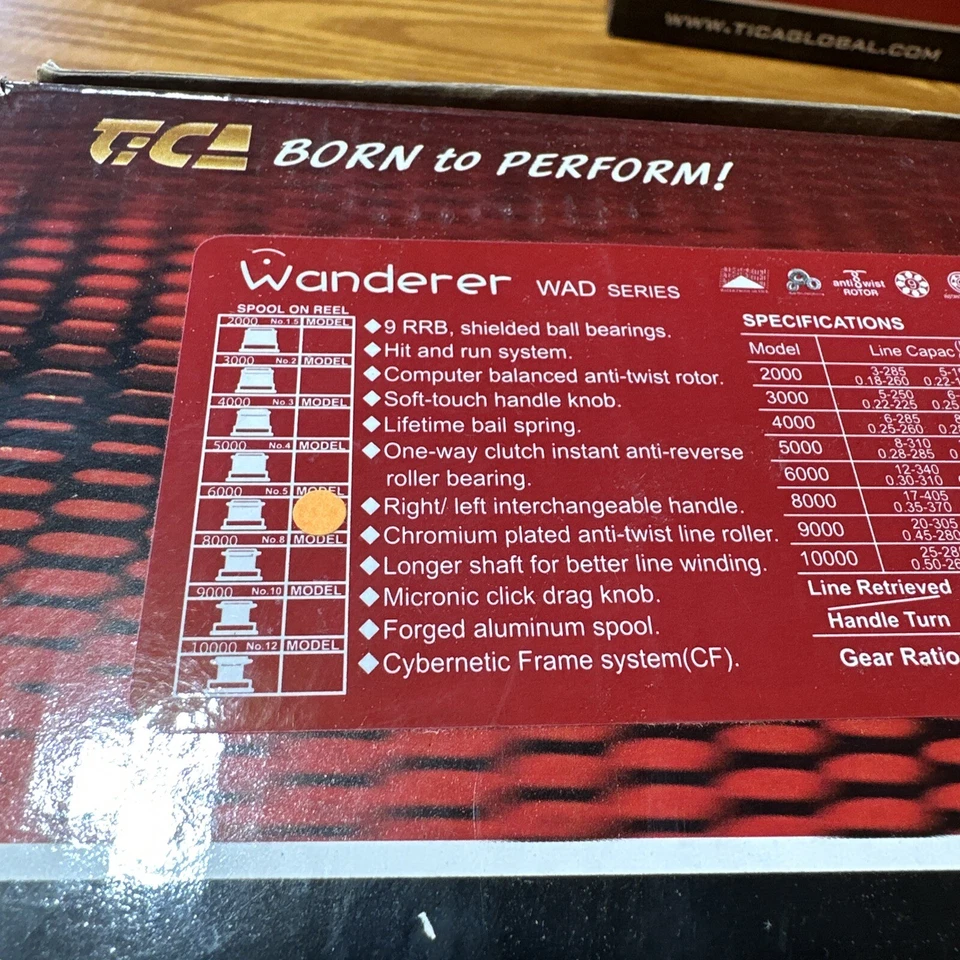 Carrete giratorio Tica WAD6000 Wanderer 6000 arrastre delantero cebo vivo 9 rodamientos de bolas nuevo Foto 3 de 4