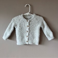 Barefoot Dreams Girls CozyChic Gray Cardigan Size 6-12 Months