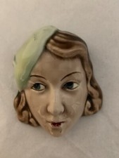 Very Small (2&rdquo;) Crown Devon(?)/Beswick(?) Art Deco Wall Mask - Period 1930&rsquo;s