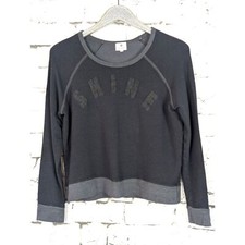 SUNDRY "Shine" Graphic Knit Pullover Soft Cozy Comfort Black Gray Medium 8/10
