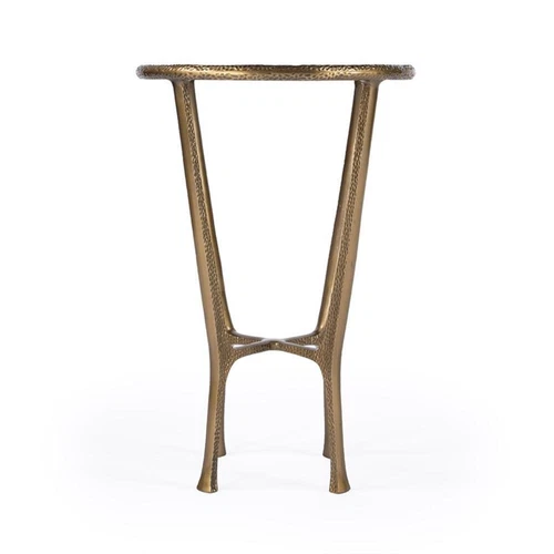 Butler Specialty Switlania White Marble & Gold Aluminum  Contemporary Side Table - Picture 5 of 10