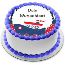 Boot Tortenaufleger Party Deko personalisiert Nautik Maritim Meer essbar Bild