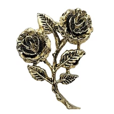 GERRY'S Rose Floral Vintage 1950-60s Gold Tone Brooch Pin Small 1.5 Inch Signed