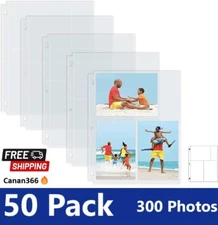 50 Pack 4X6" Photo Album Refill Pages for 3 Ring Binder,Ultra-Clear Photo Sleeve