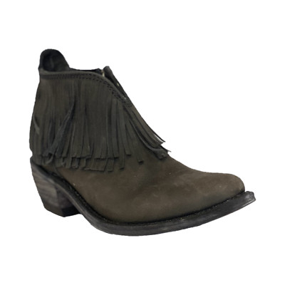 Liberty Black Ladies Nomad Fringe Black Ankle Boots LBOL-711157