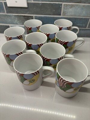 Set of 10 Tiffany & Co & Frank Lloyd Wright 'Cabaret' coffee mugs