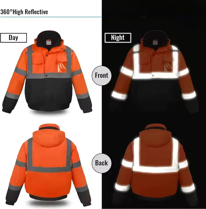 Hi-Vi изолированная водонепроницаемая светоотражающая защитная куртка со съемным капюшоном Lightweig - Изображение 4 из 4