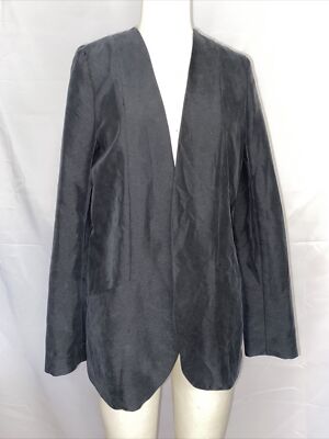 Black Size Womens H&M Dress Blazer Silky Modal Modern Open Kimono Loose  Modern