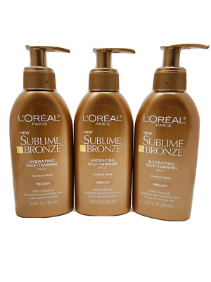 3 loreal sublime bronze hydrating self tanning milk medium 5.5oz scuffed bottle