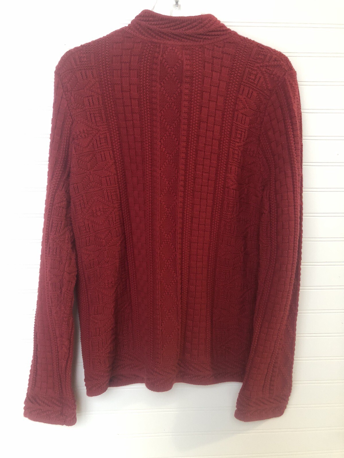 LL Bean Womens Red Cable Knit Button Up Cardigan Sweater Sz. L eBay