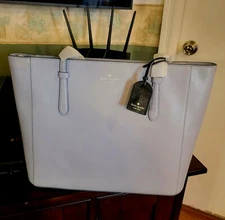 NWT Kate Spade Schuyler Steel Blue Smooth Leather Tote Charm  WKR00545 $329 FS