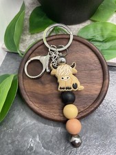 4" Silver-Tone Silicone Beaded Charm Keychain New Free Ship A3908