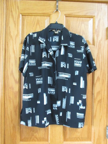 Notations Black & White Shirt Layered Blouse...Size L....Free Shipping