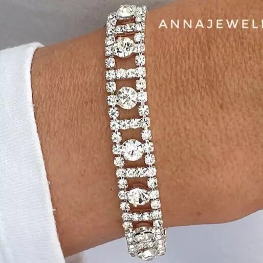 Silver rhinestone best sale bracelet
