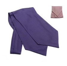 ASCOT MEN'S SILK PINK POLKA DOT BLUE NECK SCARF PURPLE PEA white M Italy