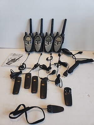 4 Midland GXT808 Handheld 2Way Radio W/Earpieces/Clips/1 Mic No Charger Untested