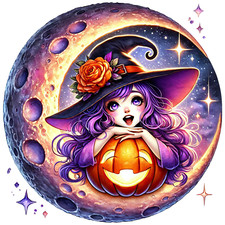 Wall Decal Sticker Halloween Moon Witch Wall Sticker 18X18cm Large