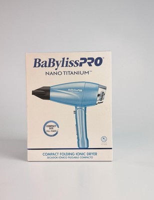 BaByliss PRO Nano Titanium Compact Folding Ionic Frizz-Free Dryer w/ Attachments