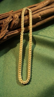 Gold Tone Metal Curb Link Chain Necklace, No Stone, Chain Style, Gold Color