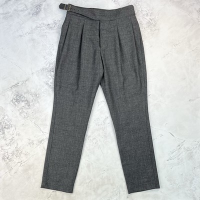 S.E.H Kelly Grey Wool Pleated Front Trousers Size Medium W34'' L30'' Made in UK