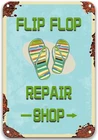 Flip Flop Repair Shop Vintage Tin Metal Signs Home Décor, Summer Beach Creative