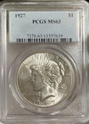 1927 P PCGS MS63 Peace Silver Dollar. Uncirculated Tougher Date Coin! 🗽