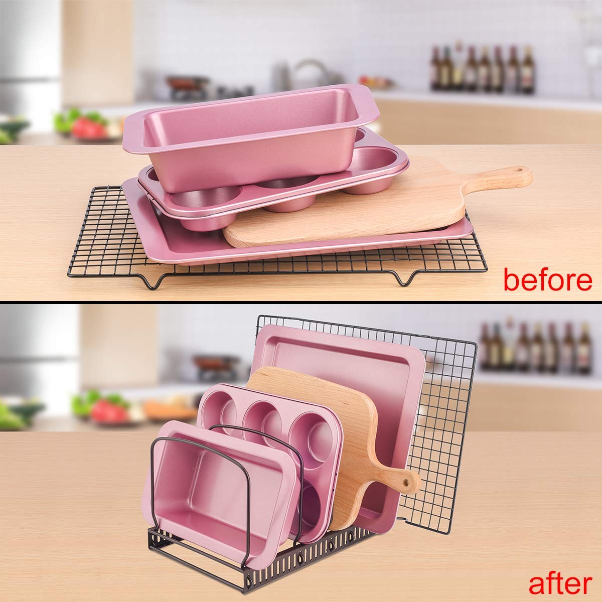 Toplife 10+ Bakeware Organizer Rack for Kitchen Bakeware, Cookware, Dinnerwar...