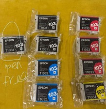 Lot of 8 Epson Ink Cartridge103, 2Cyan 3Magenta 1Yellow 2Black, Free 1 opened BL