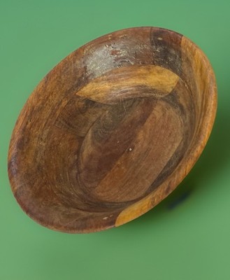 Vintage Segmented Wood Bowl 12  Hand Turned Shows Years Of Use Antique looks