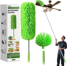 Cobweb Duster with Extension Pole, Washable Cleaning Duster Set with 2 Duster