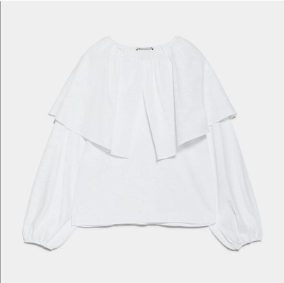 Zara Contrast Poplin Top Sz S 