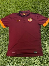 Vintage Maroon Nike AS Roma 2014-15 Men's Home Football Shirt Size L