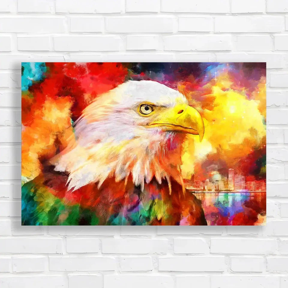 Abstract Stunning Colourful Eagle Bird Canvas Print Large Picture Wall Art - Image 1 of 1